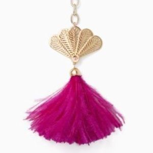 Kate Spade Pink Feather Fan Gold Key Chain Fob